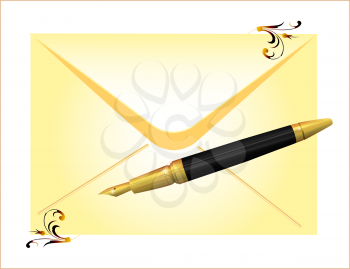 envelope and golden pen