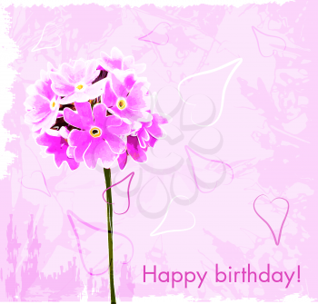 happy birthday card with pink flowers