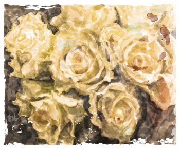 Vintage watercolor background with roses yellow roses.