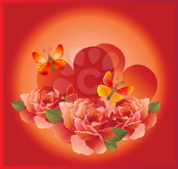 romantic card with red rose