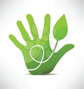 Royalty Free Clipart Image of a Green Eco Hand