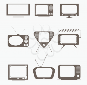Royalty Free Clipart Image of Retro TV Icons Set