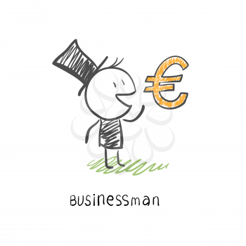 Businessman and Euro symbol. Business illustration.