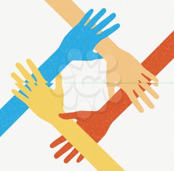 Hands teamwork. Connecting concept. Vector illustration