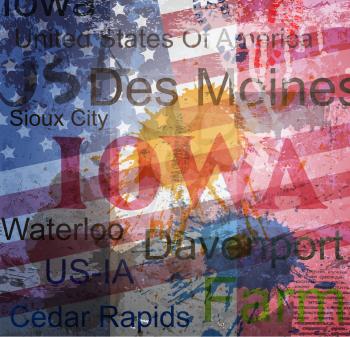 Iowa State. Word Grunge collage on background.