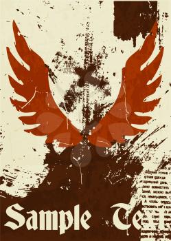 Abstract pattern for design. Retro Poster with wings