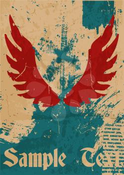 Abstract pattern for design. Retro Poster with wings