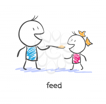 Feed. Dad and daughter