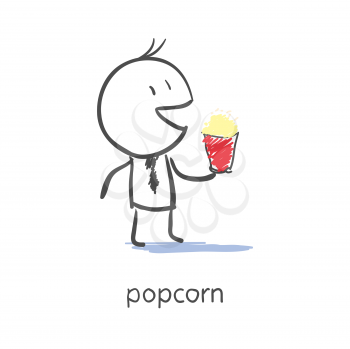Businessman eating popcorn