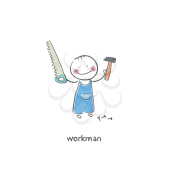 Working man. Illustration.