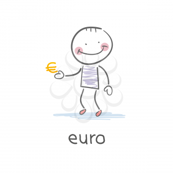 Man holding euro sign . Illustration