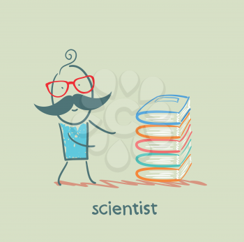 scientist with books