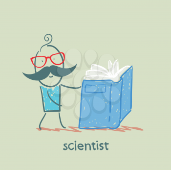 scientist reading a book