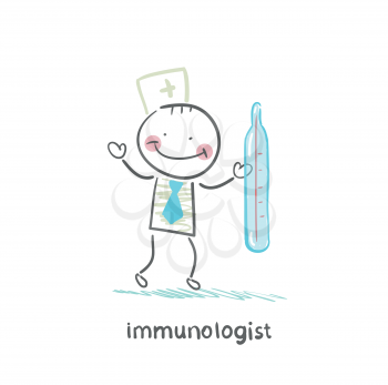 immunologist keeps thermometer