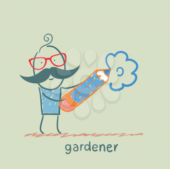 draws a flower gardener