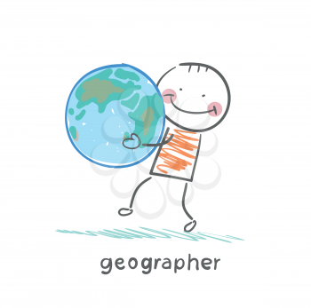 geographer keeps the planet in the hands of
