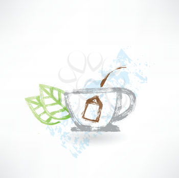 Cup of tea grunge icon