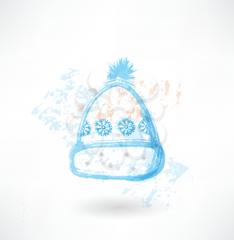 Winter hat with snowflakes grunge icon