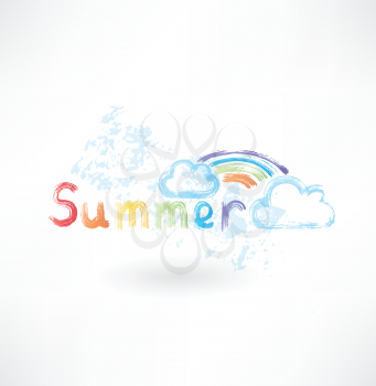 Summer rainbow grunge icon