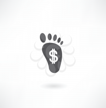 footprint with money icon