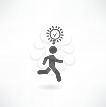 man running with a light bulb icon