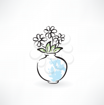 flowers in a vase grunge icon