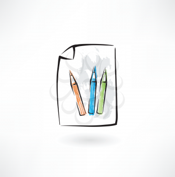 colored pencils grunge icon