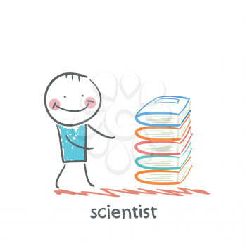 scientist with books