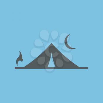 Tent and campfire icon