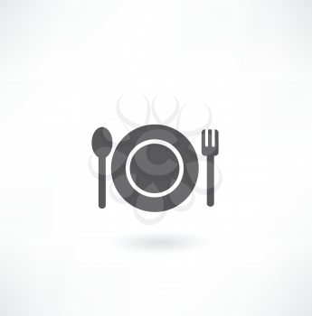 plate with spoon and fork icon