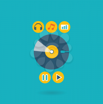 Flat design illustration concept for listening to music