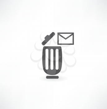 a single mail icon in a trash