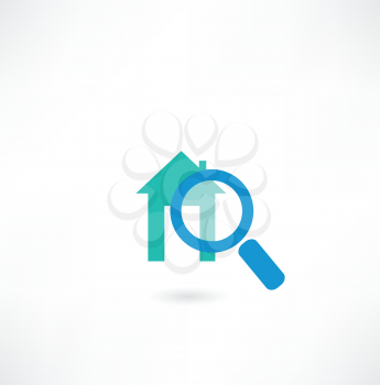 House under the magnifying glass icon