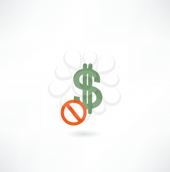 Dollar icon with the sign ban