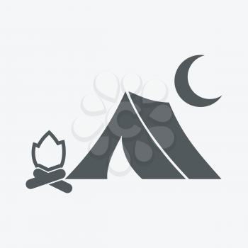 Tent fire moon icon