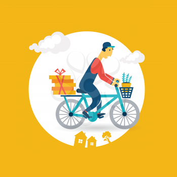 courier rides a bicycle icon