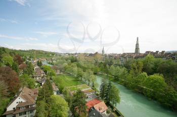 view on the river near the ancient city of Bern, Swiss 
