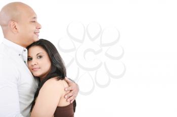 Young loving couple - isolated over a white background 