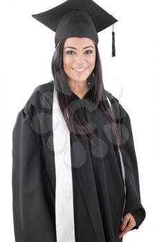 Graduation of a woman dressed in a black gown 