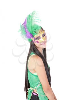 pretty teenage girl in the carnival mask 