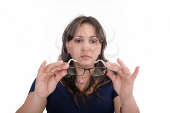 Woman testing her new lenses