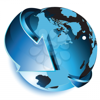 Royalty Free Clipart Image of Arrows Around a Globe