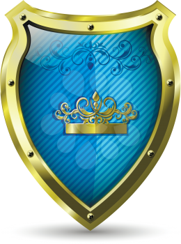Royalty Free Clipart Image of a Metallic Shield