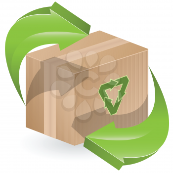 Royalty Free Clipart Image of a Box With a Recycling Symbol