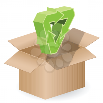 Royalty Free Clipart Image of a Box With a Recycling Symbol