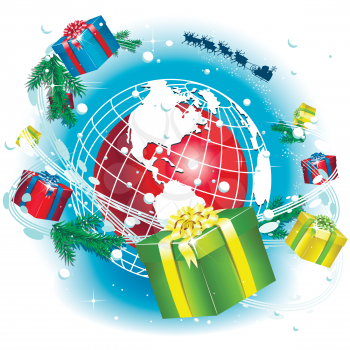 Royalty Free Clipart Image of a Christmas Global Concept