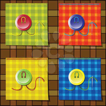 Royalty Free Clipart Image of a Set of Four Buttons