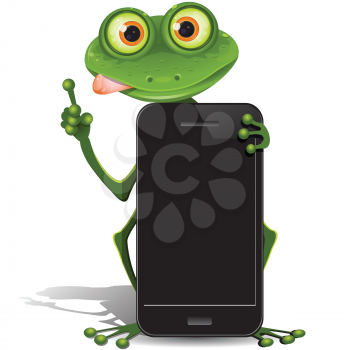 Royalty Free Clipart Image of a Frog With a Cellphone