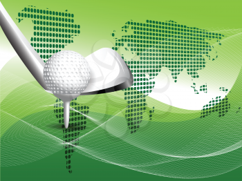 Royalty Free Clipart Image of a Golf Club and Ball