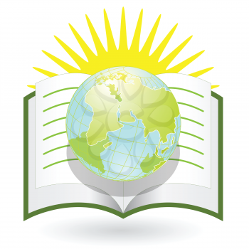 Royalty Free Clipart Image of a Globe in a Book